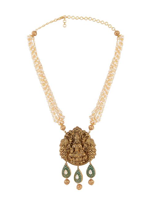 multi-color meenakari necklace with shell pearl strings and drops - 18395883 - Very Small Image - 1