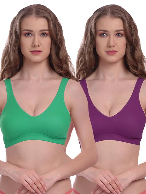 pack of 2 solid sports bra - 18395947 - Very Small Image - 1