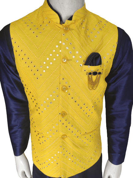 blue kurta pyjama and beas cort - 18396025 - Very Small Image - 1