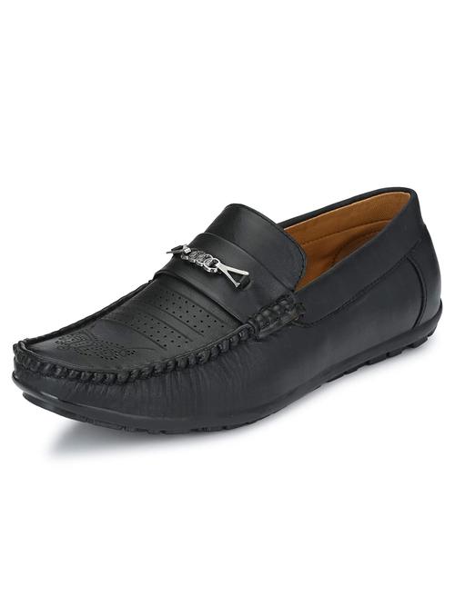 leather black party wear slip-on loafer - 18396279 - Very Small Image - 1