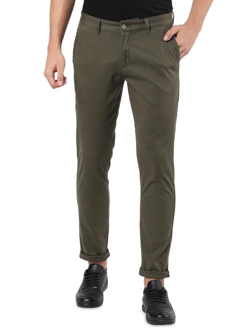 olive-green solid casual trouser - 18396291 - Very Small Image - 1