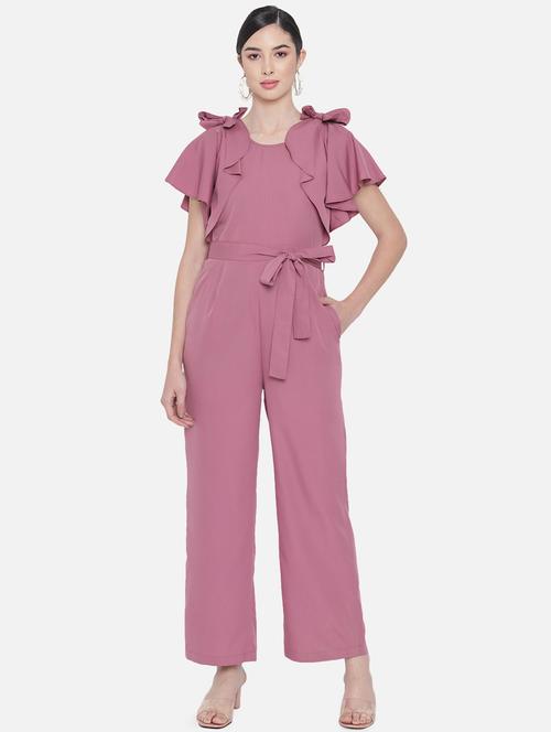tie knot detail solid full leg jumpsuit - 18396475 - Very Small Image - 1