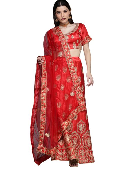embroidered a-line lehenga - 18396627 - Very Small Image - 1