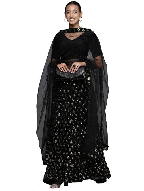 sequined a-line lehenga - 18396639 - Very Small Image - 1