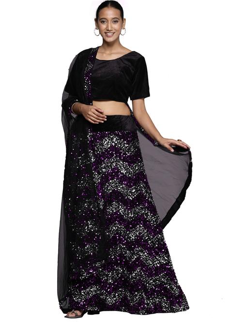sequined a-line lehenga - 18396657 - Very Small Image - 1
