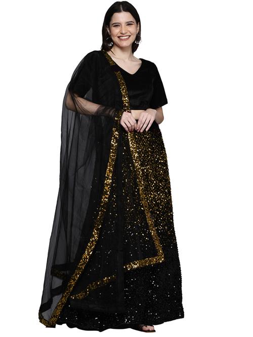 sequined a-line lehenga - 18396661 - Very Small Image - 1