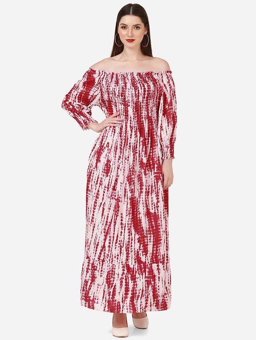 off shoulder tie and die maxi dress - 18396891 - Very Small Image - 1