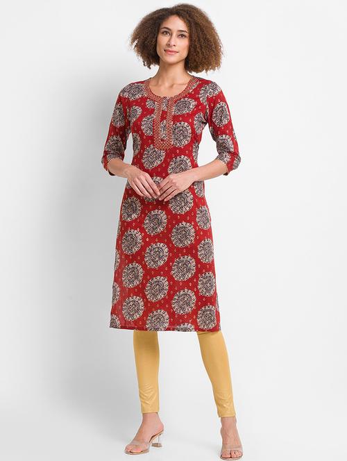 women's straight kurta - 18396907 - Very Small Image - 1