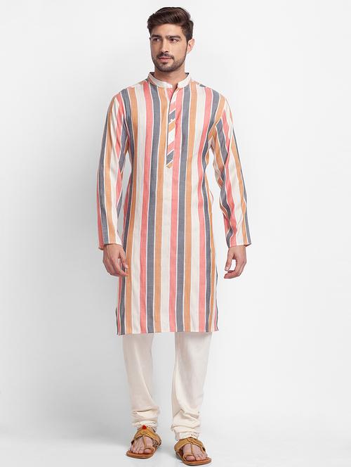 pink striped long kurta - 18396951 - Very Small Image - 1