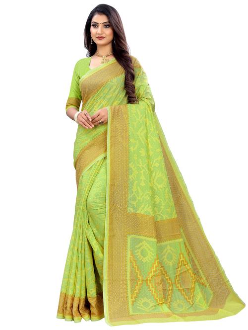 green colored printed saree - 18397000 - Very Small Image - 1