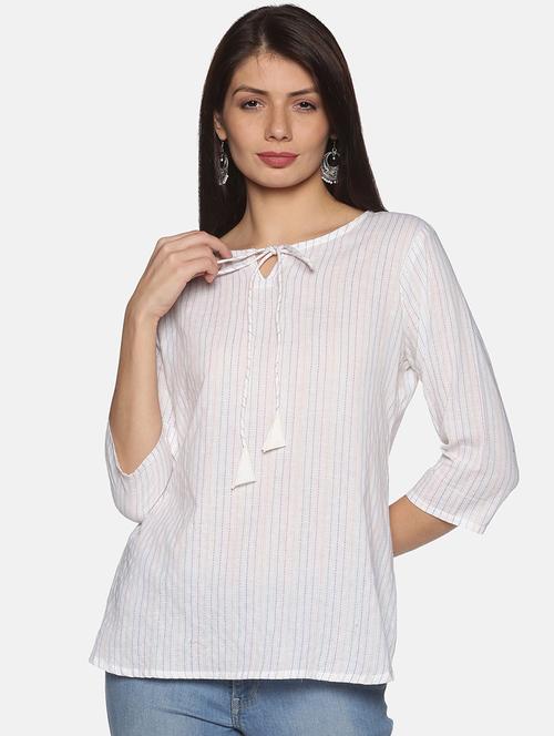 tie up neck striped top - 18397030 - Very Small Image - 1