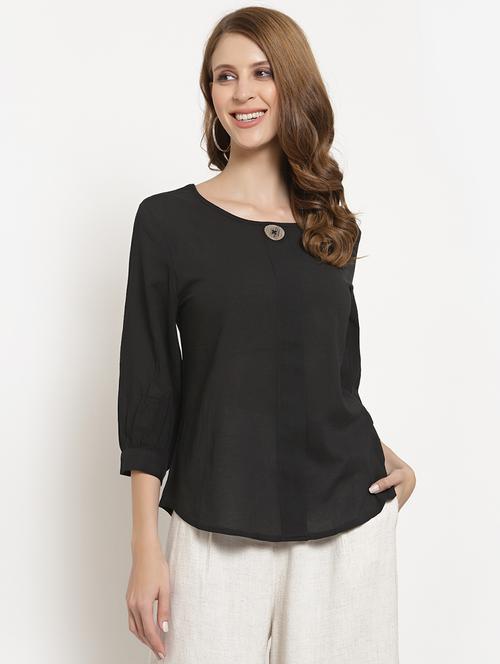 round neck solid top - 18397067 - Very Small Image - 1