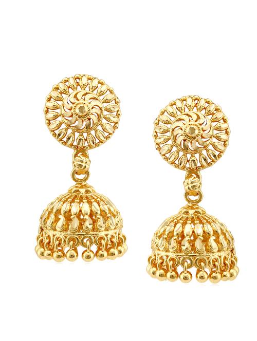 gold brass jhumka earring - 18397424 - Very Small Image - 1