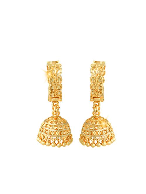 gold brass jhumka earring - 18397440 - Very Small Image - 1