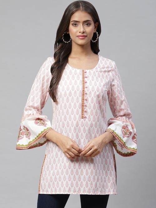 white cotton straight kurti - 18397589 - Very Small Image - 1