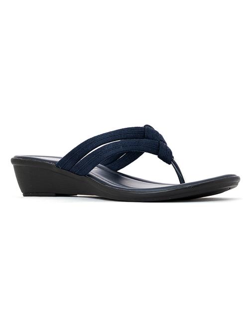 khadim's textile pvc sole navy solid heels for women - 18397733 - Very Small Image - 1
