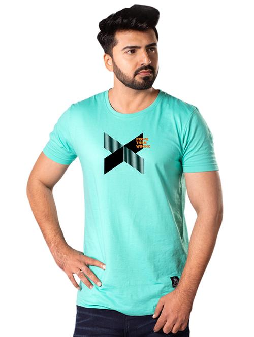 turquoise chest print t-shirt - 18397804 - Very Small Image - 1