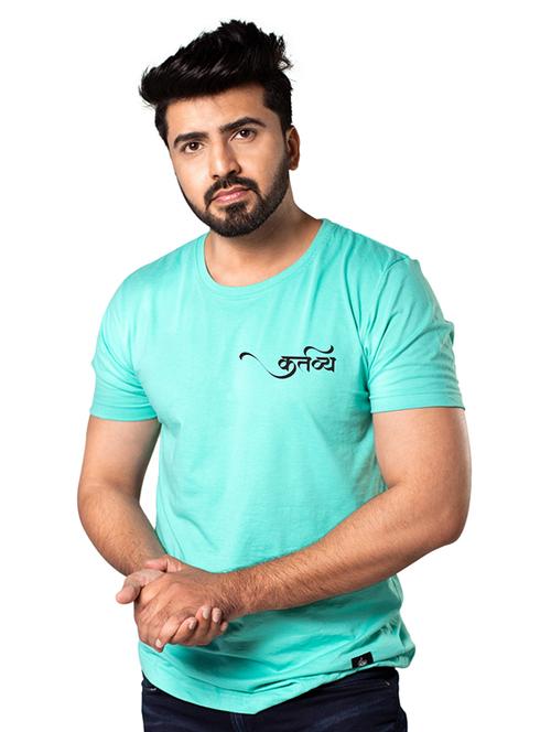 turquoise chest print t-shirt - 18397902 - Very Small Image - 1