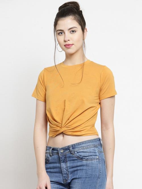twisted front solid crop top - 18398079 - Very Small Image - 1