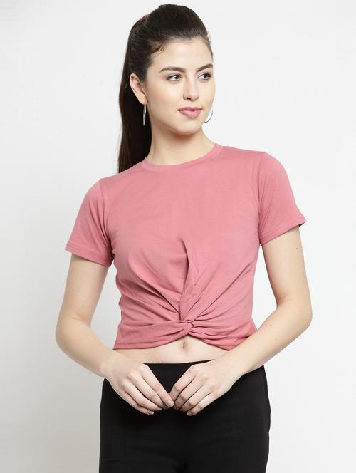 twisted front solid crop top - 18398083 - Very Small Image - 1