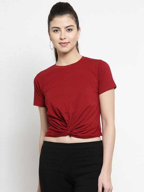 twisted front solid crop top - 18398085 - Very Small Image - 1