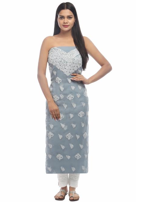 grey georgette unstitched suit - 18399115 - Very Small Image - 1