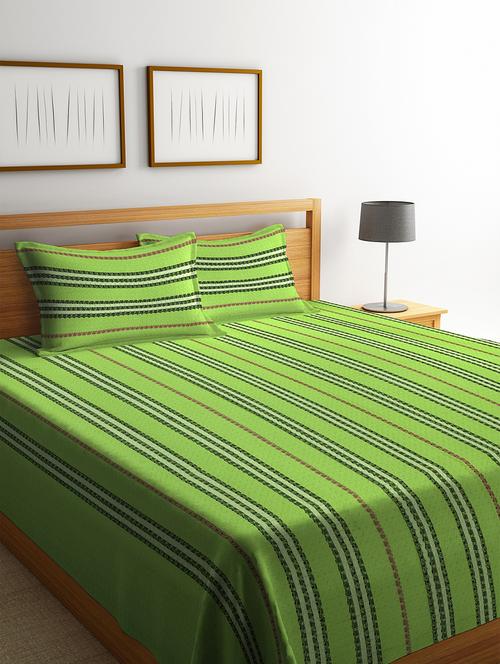 klotthe parrotgreen woven design bed cover with 2 pillow covers - 18399131 - Very Small Image - 1