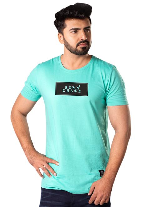 turquoise chest print t-shirt - 18399453 - Very Small Image - 1