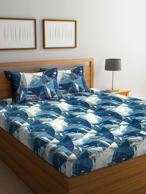 klotthe multicolor abstract 210 tc cotton blend double bedsheet with 2 pillow covers - 18399478 - Very Small Image - 1