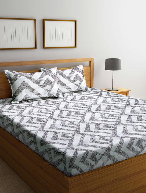 klotthe multi printed 210 tc cotton blend super king size double bed bedsheet with 2 pillow covers - 18399486 - Very Small Image - 1