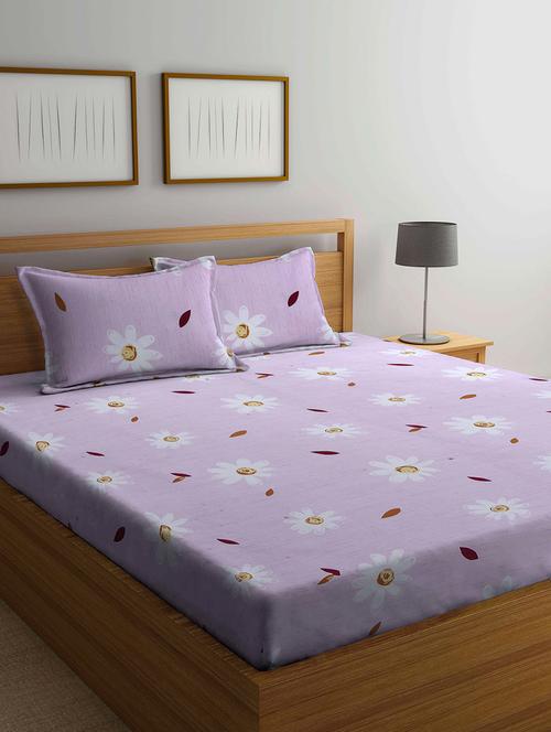klotthe pink floral 210 tc cotton blend double bedsheet with 2 pillow covers - 18399513 - Very Small Image - 1