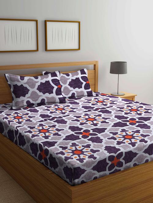 klotthe multi abstract 210 tc cotton blend double bedsheet with 2 pillow covers - 18399514 - Very Small Image - 1