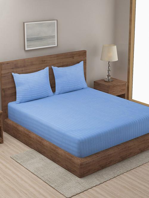 klotthe blue 210 tc cotton blend double bedsheet with 2 pillow covers - 18399520 - Very Small Image - 1