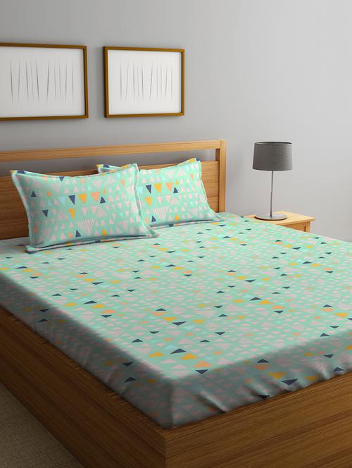 klotthe green 210 tc geometric 210 tc cotton blend double bedsheet with 2 pillow covers - 18399532 - Very Small Image - 1