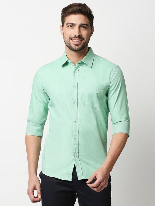 green solid formal shirt - 18399697 - Very Small Image - 1