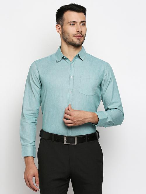green solid formal shirt - 18399698 - Very Small Image - 1