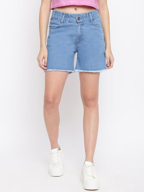 frayed hem denim short - 18399770 - Very Small Image - 1