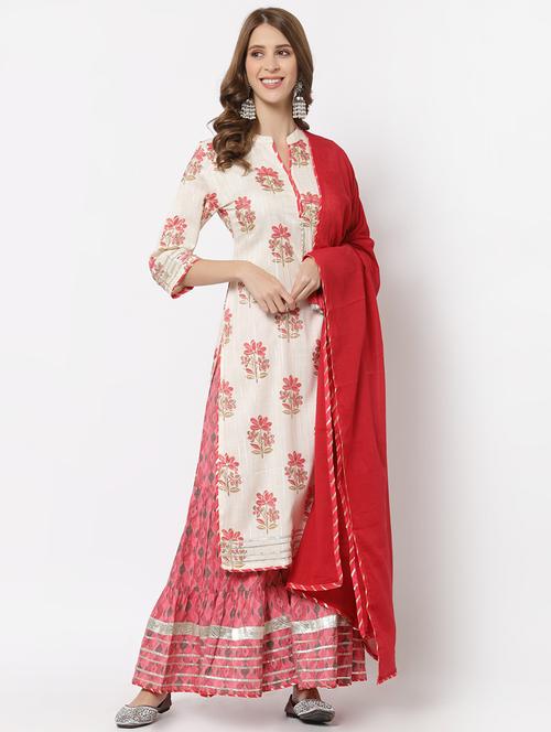 offwhite rayon kurta sharara set - 18399797 - Very Small Image - 1
