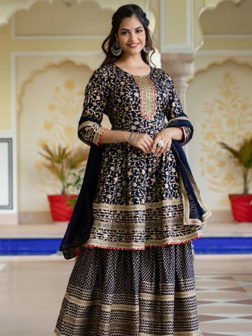 ladies anarkali set - 18399834 - Very Small Image - 1