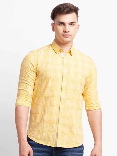 yellow checked casual shirt - 18400277 - Very Small Image - 1