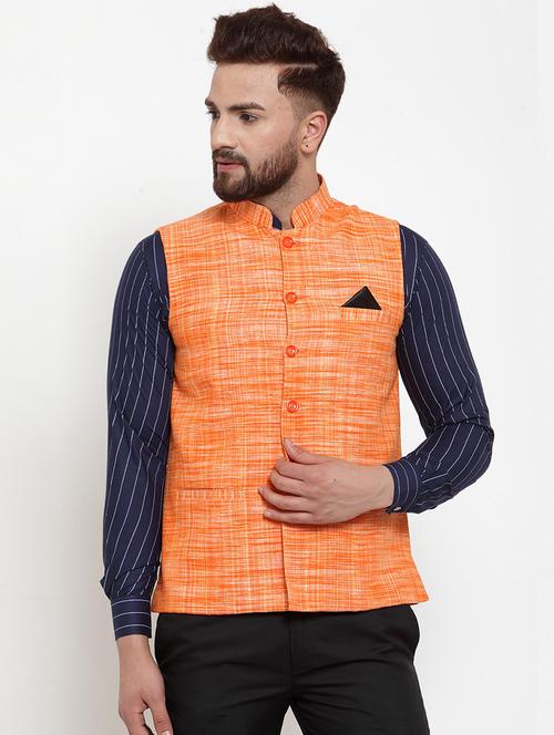 orange melange khaadi nehru jacket - 18400348 - Very Small Image - 1