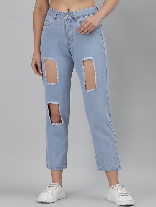 high rise distressed mom jean - 18400409 - Very Small Image - 1
