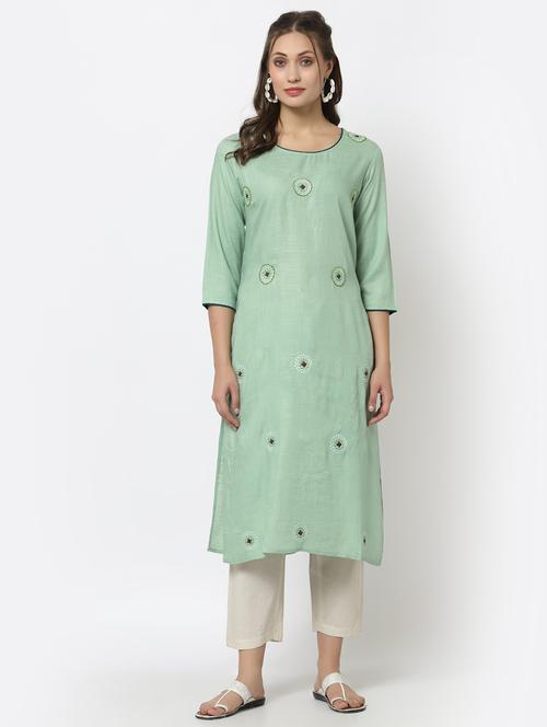 embroidered straight kurta - 18400561 - Very Small Image - 1