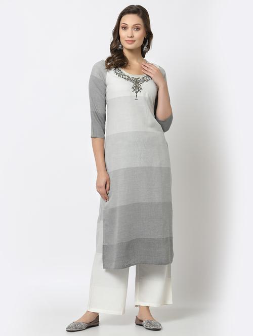 grey rayon kurta palazzo set - 18400582 - Very Small Image - 1