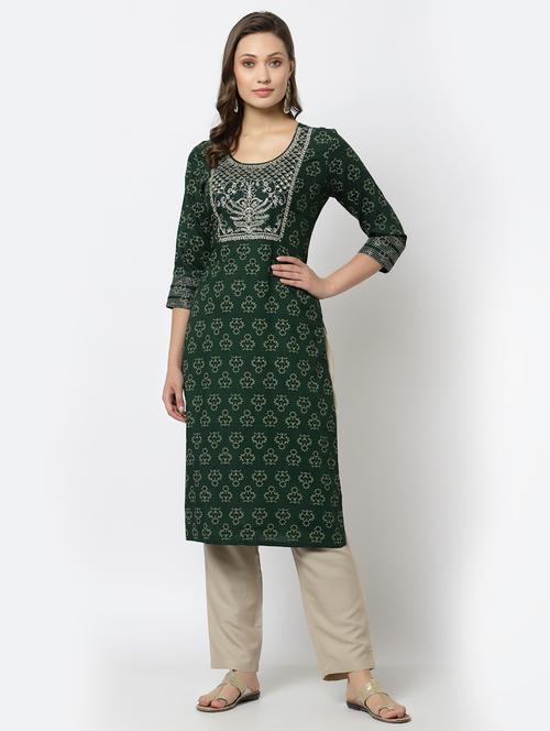 green rayon kurta palazzo set - 18400589 - Very Small Image - 1