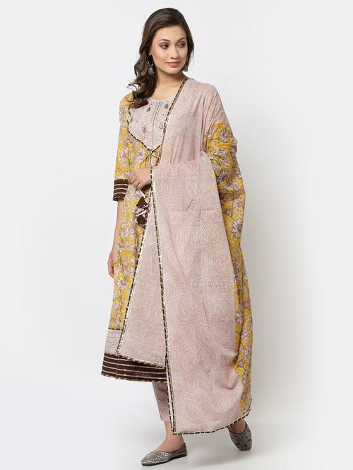 yellow cotton kurta pant set - 18400591 - Very Small Image - 1
