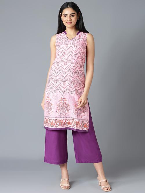 printed kurta palazzo set - 18400678 - Very Small Image - 1