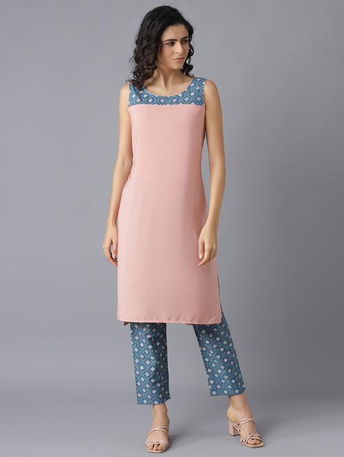 pink cotton blend suit set - 18400701 - Very Small Image - 1