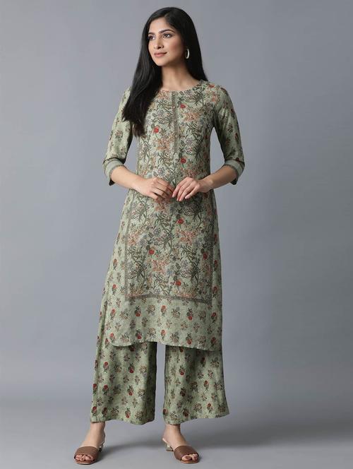 floral printed straight kurta - 18400733 - Very Small Image - 1