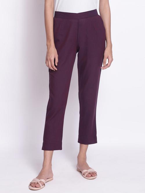 mid rise solid cigarette pant trouser - 18400737 - Very Small Image - 1